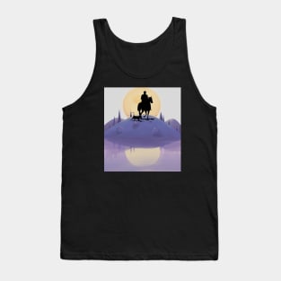 Beautiful scenary and cowboy with the pets Tank Top